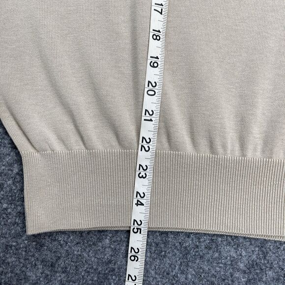 Tulliano Sweater Mens XL Beige Silk Cotton Mock Neck Pullover Lightweight - Picture 6 of 6